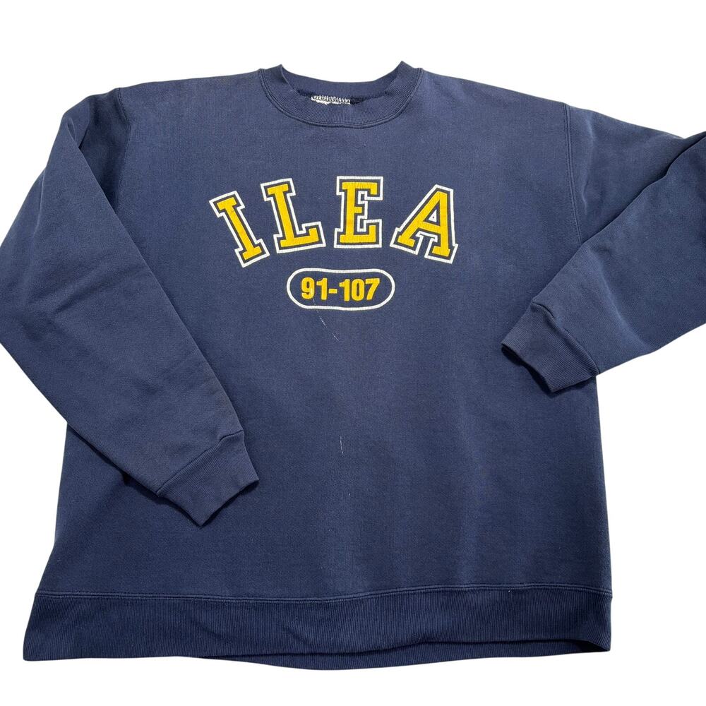 VTG Velva Sheen ILEA Navy Blue Crewneck Sweatshirt, Size L, Made in USA